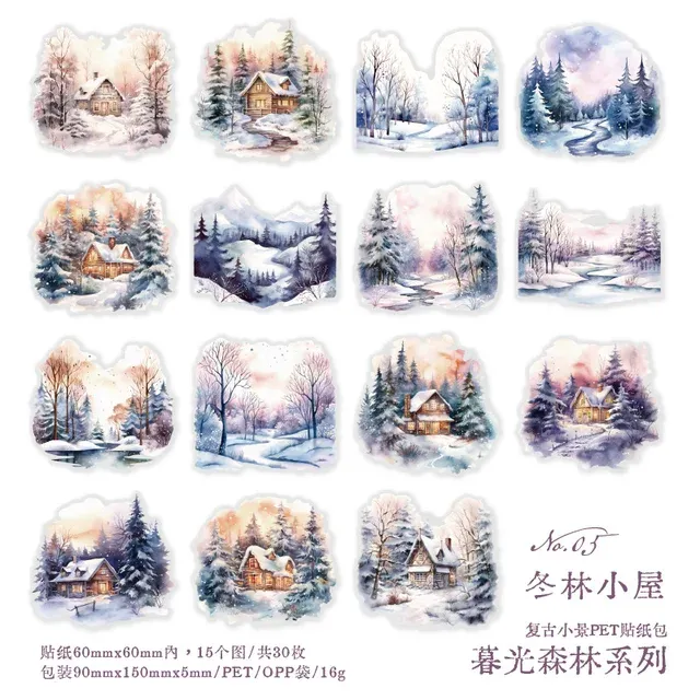 30pcs/Pack Forest Theme Stickers for Decorative Scrapbooking