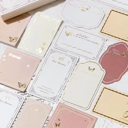 20pcs Retro Gold Stamped Sticky Notes Stickers