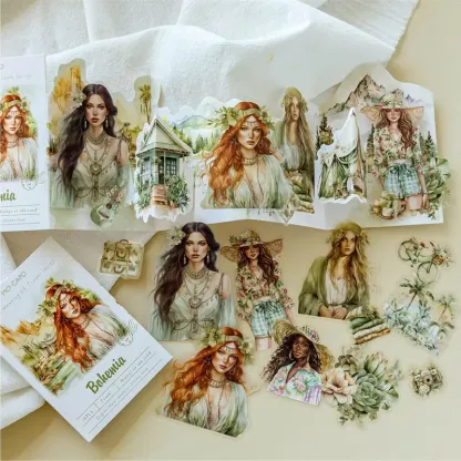 15pcs/1lot Summer Girls Travel Themed PET Stickers