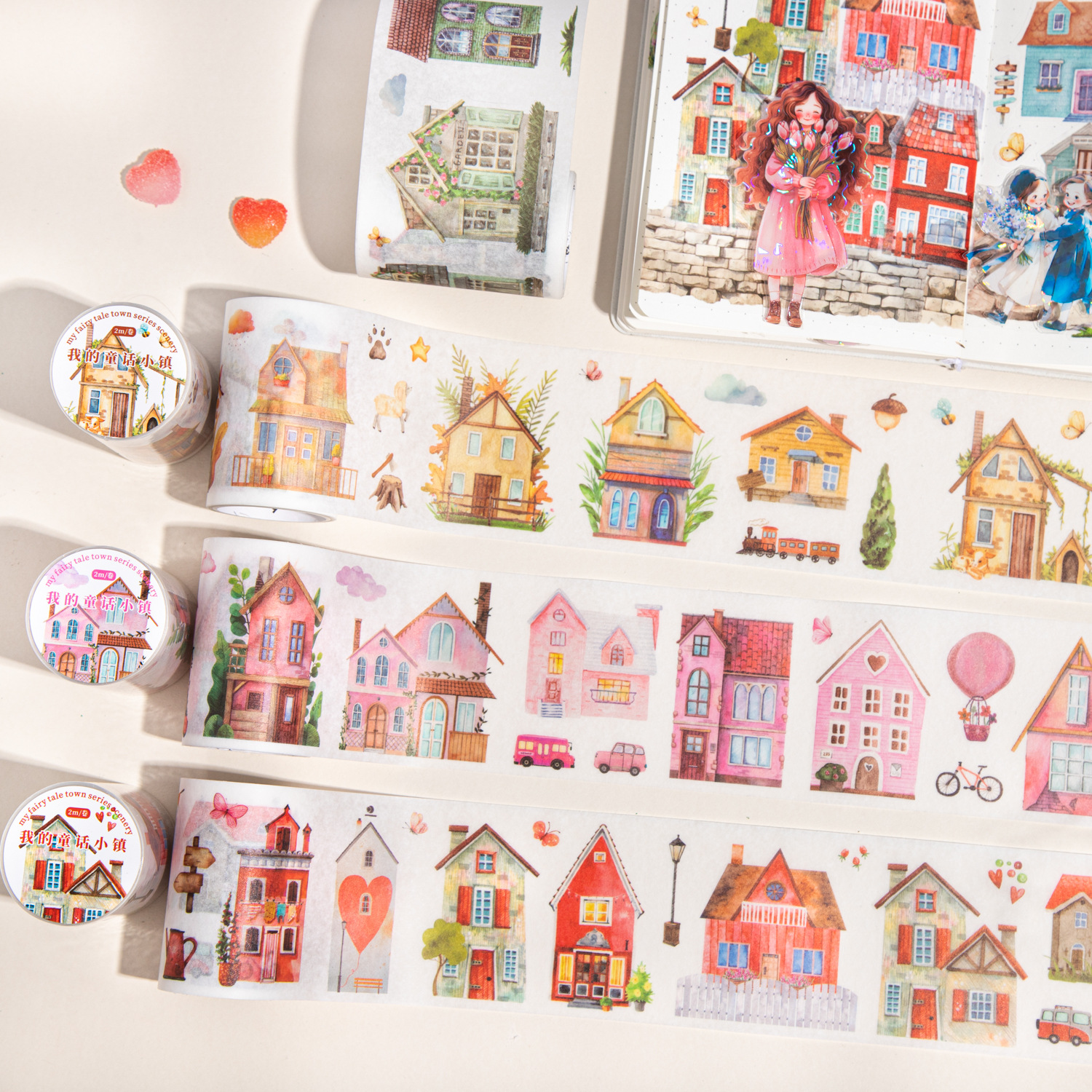Fairy Tale Town Colorful House Theme Washi Tape 2.36 inch * 78.74 inch