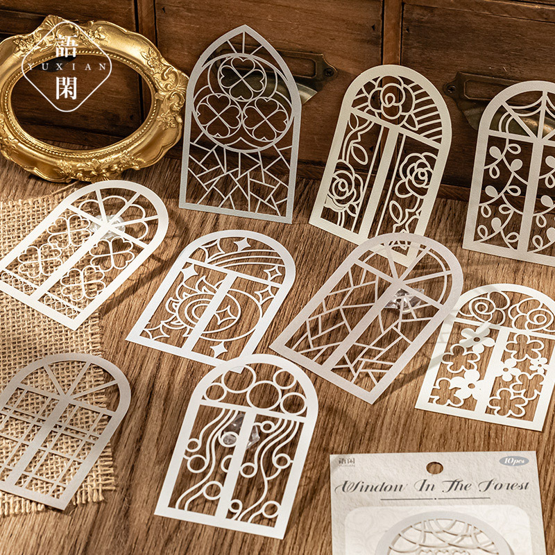 10Pcs Vintage Scrapbook Hollow Material Paper