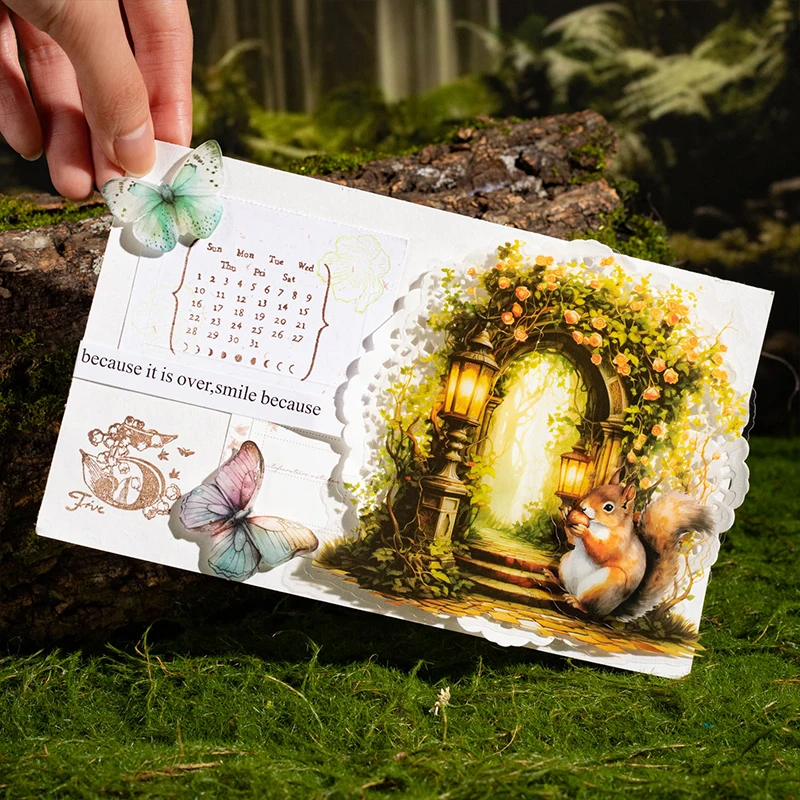 5 pcs/lot Forest wooden by PET Sticker