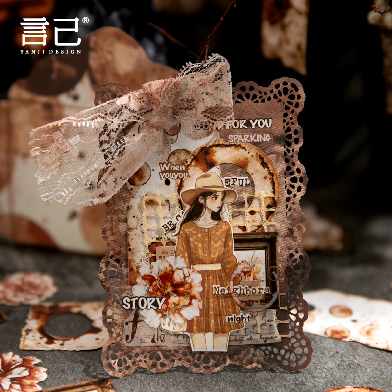 158Pcs/Pack Large Quantity Retro Theme Material Paper