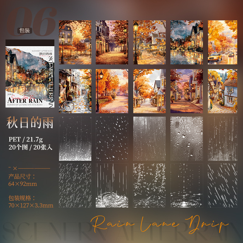 20pcs/Pack Rainy Weather Themed PET Sticker Book