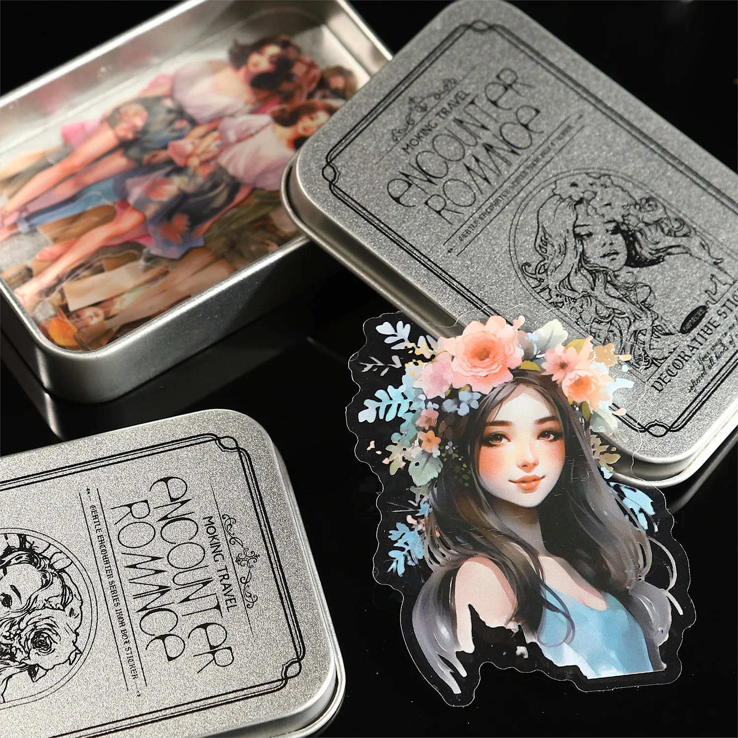 50pcs/1lot Iron box girl character sticker
