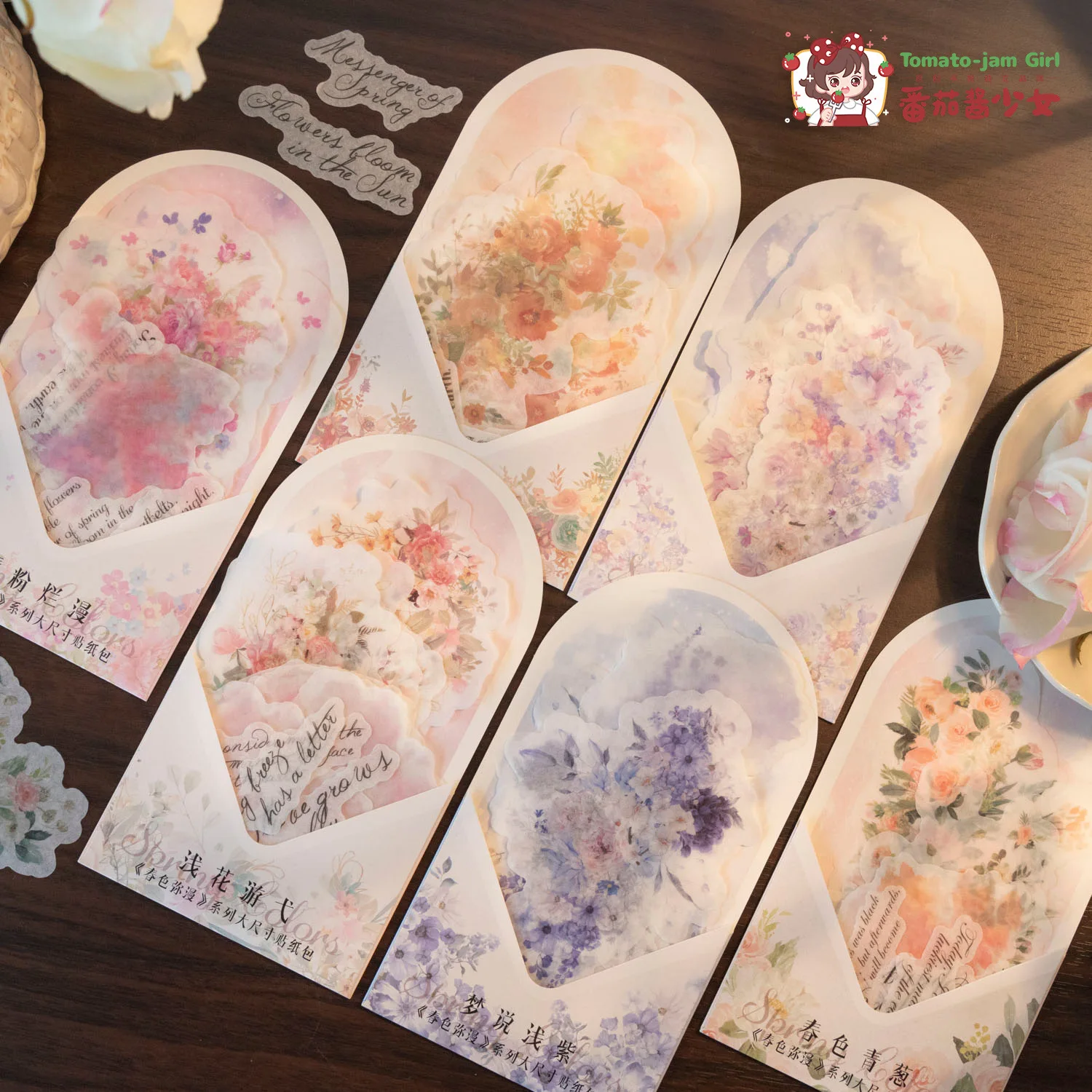 15 pieces/lot Spring Flower Blooming Japanese Paper Stickers