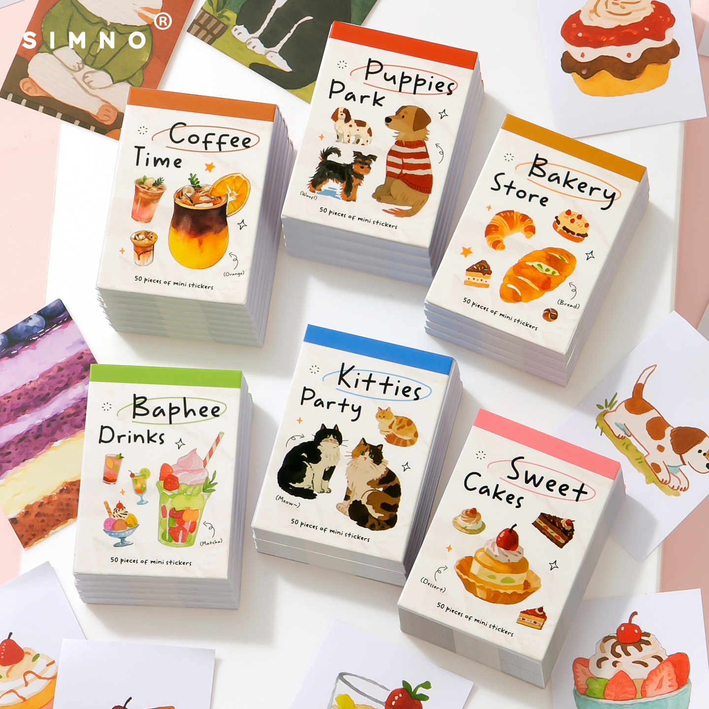 50pcs Food & Animal Stickers