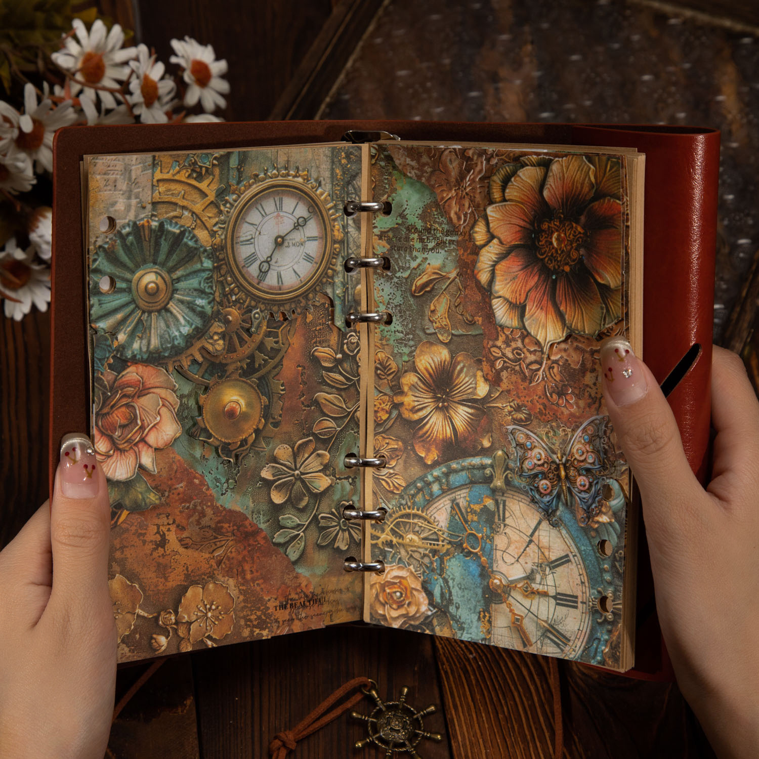30Pcs/Pack Vintage Floral 3D Texture Scrapbook Background Material Paper