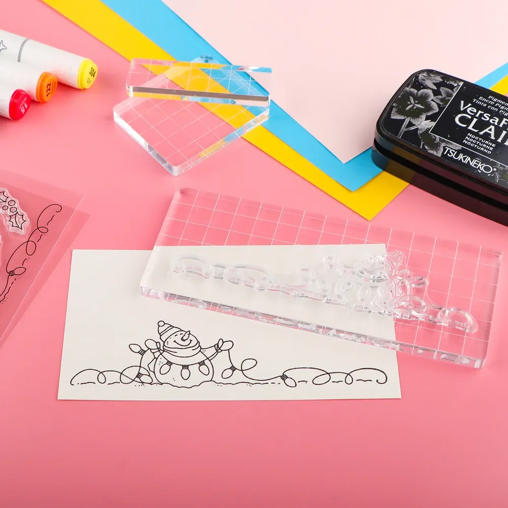 5 Pieces Acrylic Stamp Block 5mm Clear Stamping Tools Set
