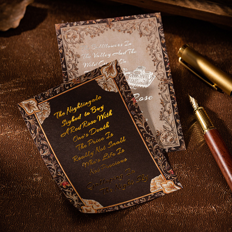 10Pcs Vintage Foil Stamping Text Background Material Paper