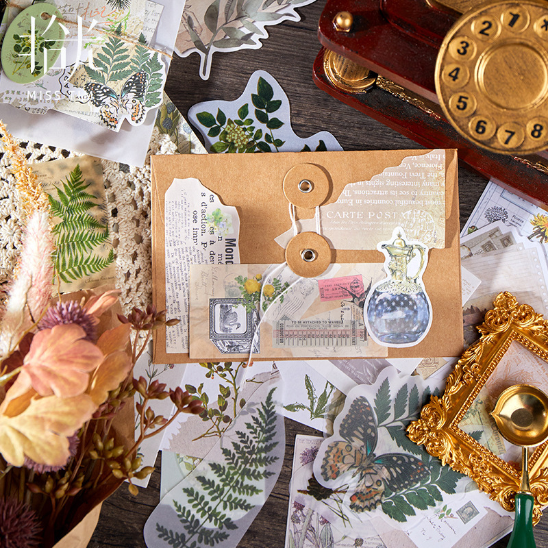 30pcs/pack Retro Botanical Collage Theme Material Paper