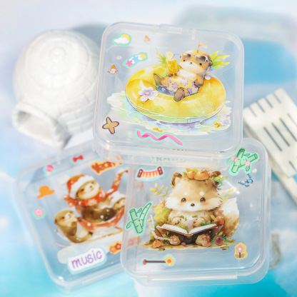 15Pcs/Pack Pre-cut Cute Animal Party Theme PET Stickers