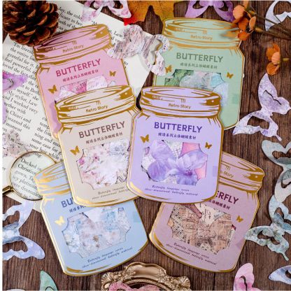 20Pcs/Pack Pre-cut 3D Butterfly Theme Kraft Paper Decorative Material Paper