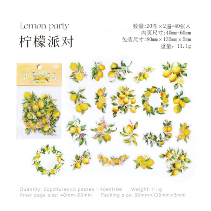Candy Posts Pet Sticker Pack Flowering and Fruiting Nature Series Fruit Theme Hand Account DIY Decorative Sticker 40 Sheets 6 Models