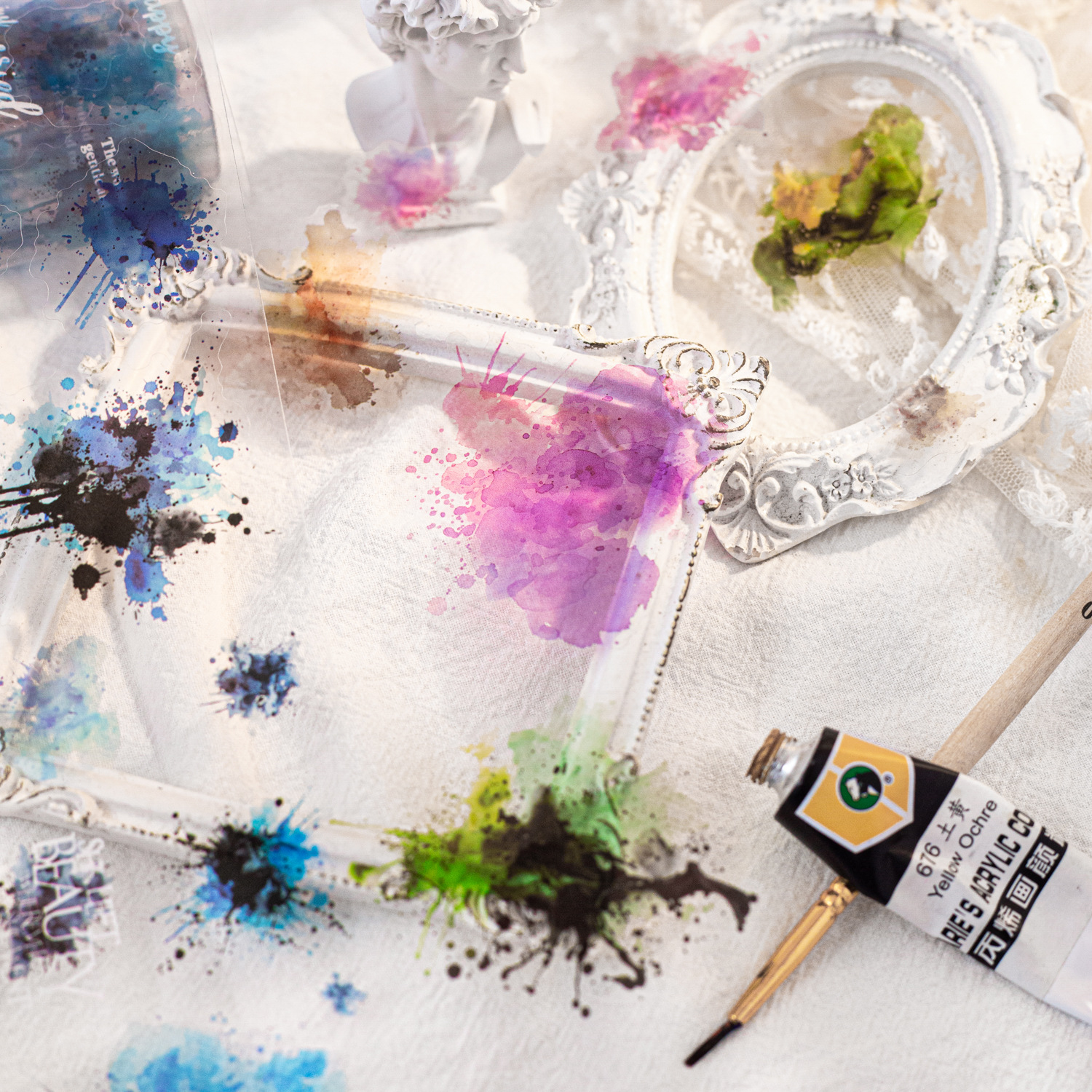 2.36 inch * 78.74 inch Stain Splatter and Text Theme PET Tape