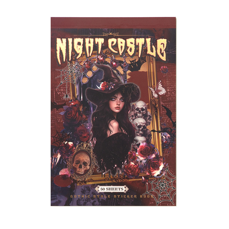 50Pcs/Pack Retro Witch Dark Castle Theme Sticker Book Washi&Paper