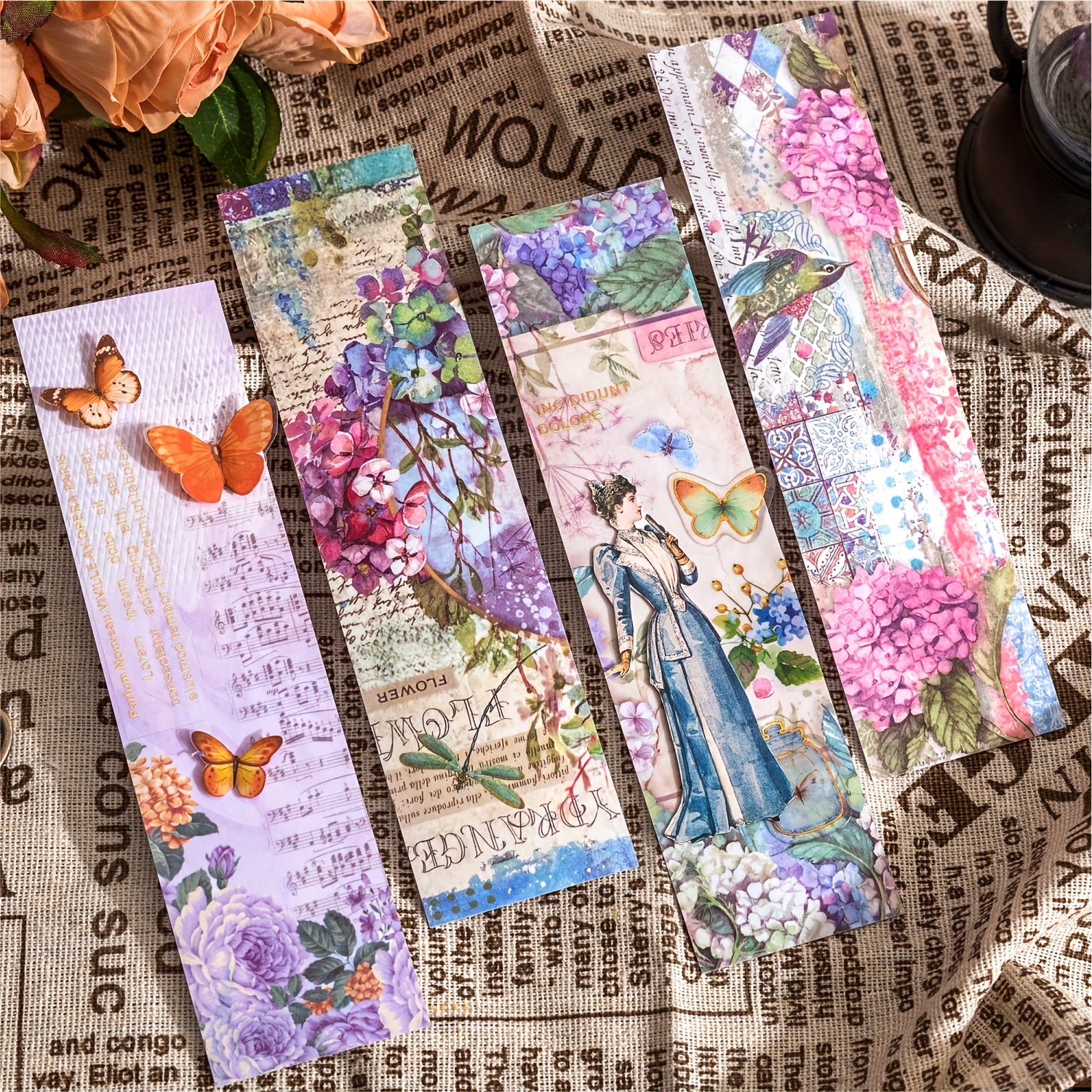 30 Sheets of Vintage Butterfly & Flower Stickers