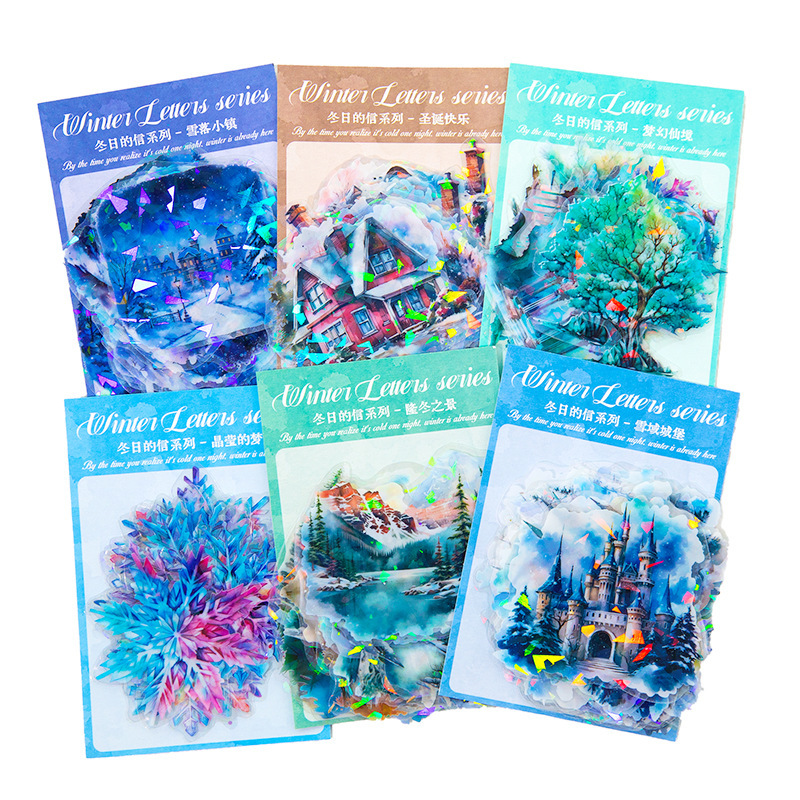 10pcs/pack winter castle theme stickers suitable for scrapbook decoration junk journal crafts