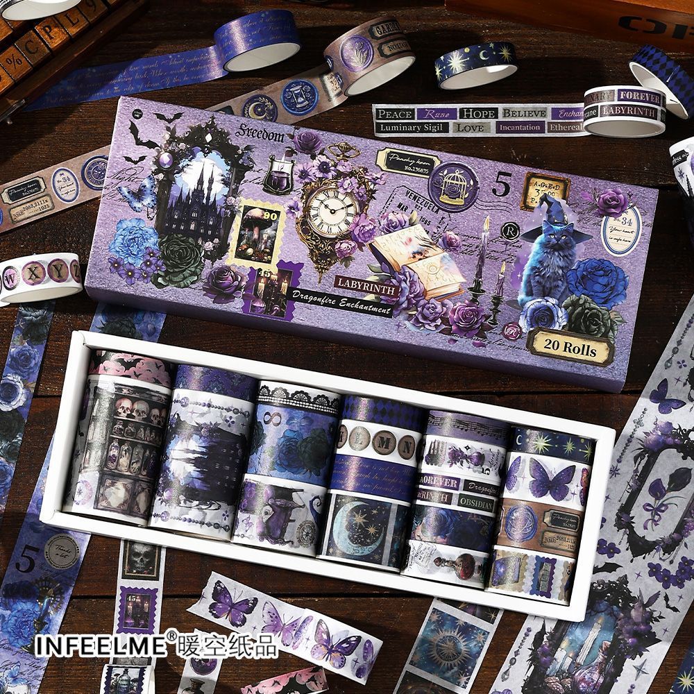20 rolls/set Dark Gothic Theme Washi Tape Set