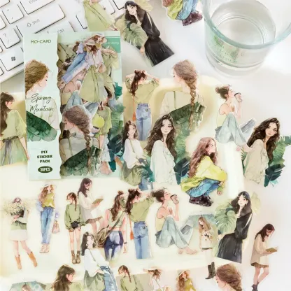 30 pcs/pack Girls Life PET Materials Stickers