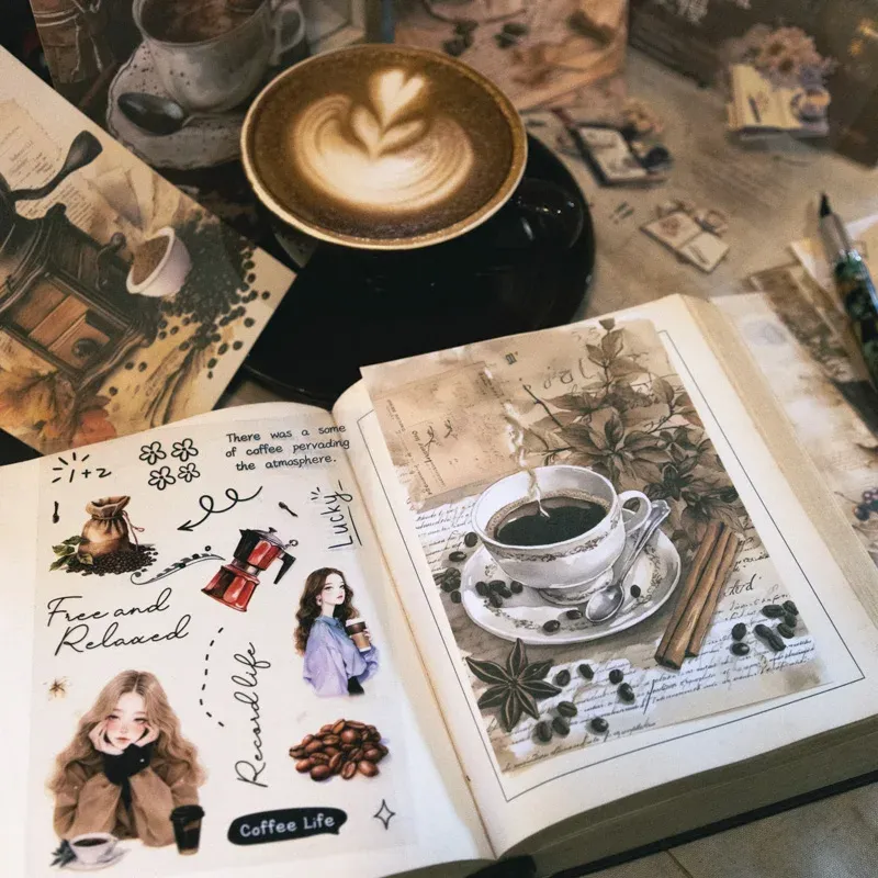 20pcs/lot Cofee Theme Decorative Vintage Stickers