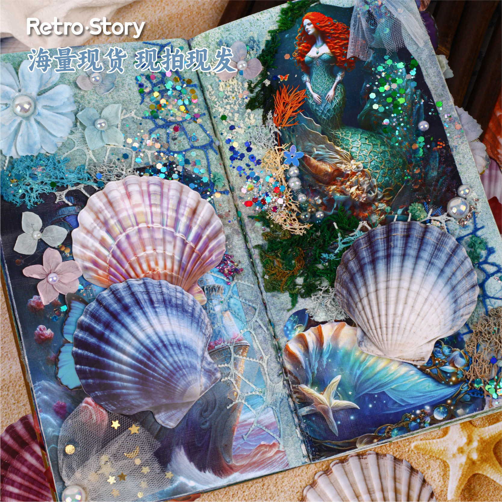 16 Pcs seashell-themed sticker