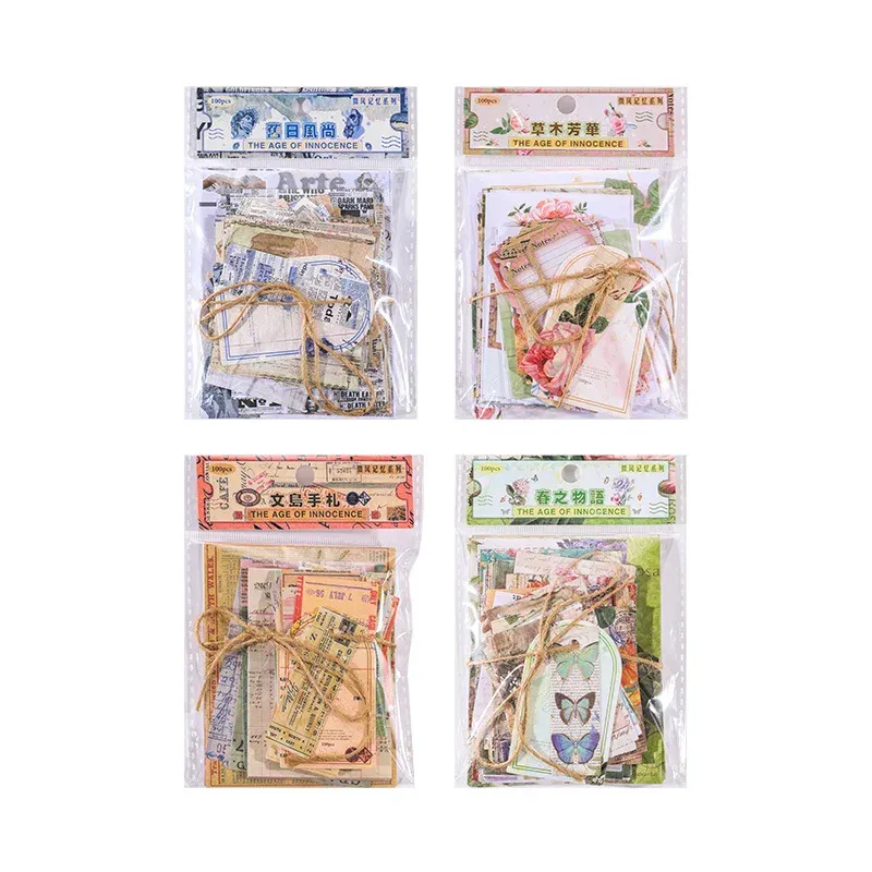 100 pcs/pack Vintage Scrapbook Materials Paper