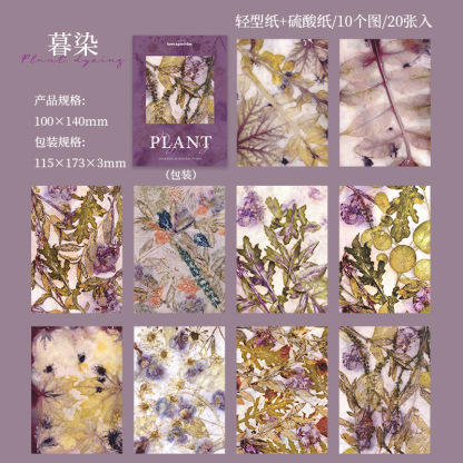 20Pcs Plant Theme Background Material Paper