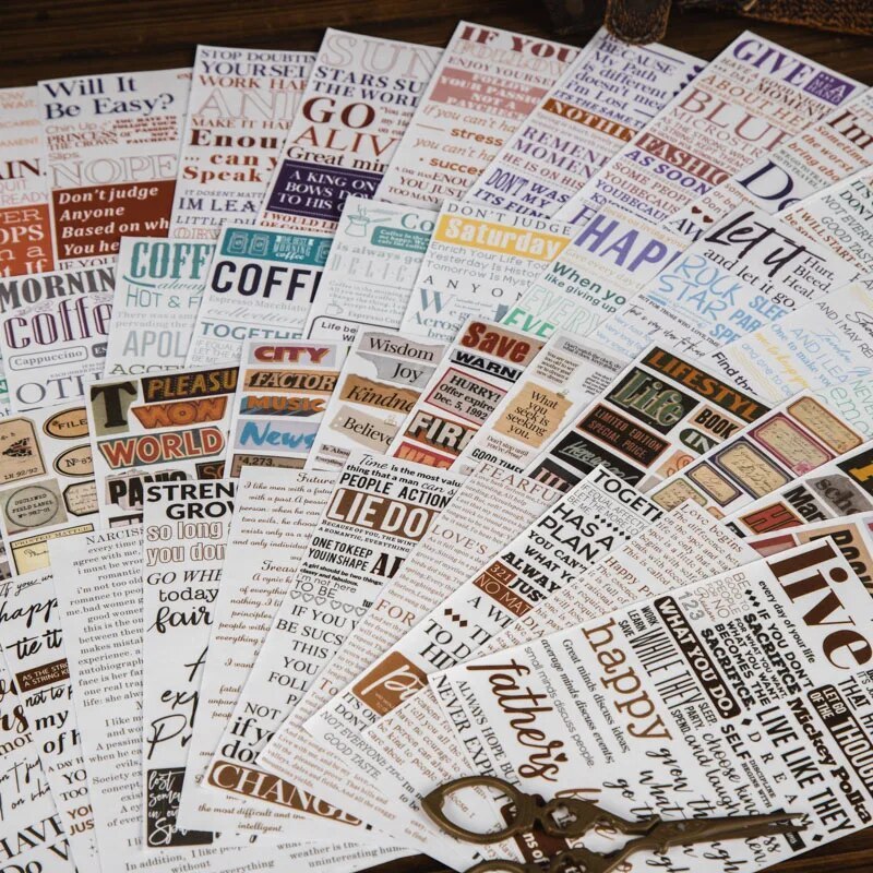 20pcs/lot Decor English Word Newspaper Stickers