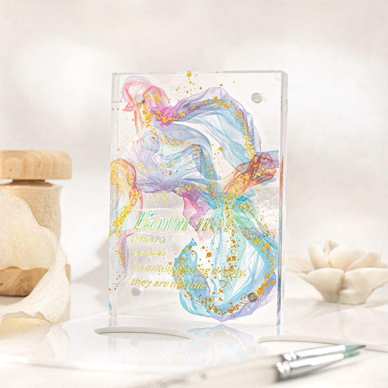 10pcs/Pack Watercolor Gold Stamping Theme PET Stickers