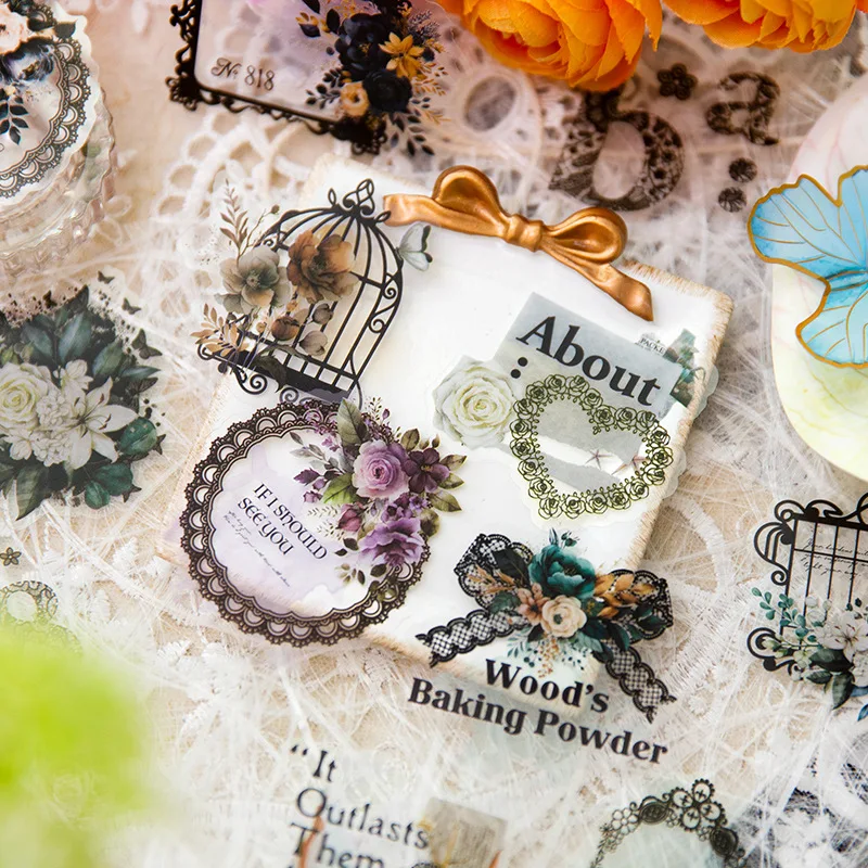 40pcs/1 lot Lace Frame Scrapbook Decorative Stickers