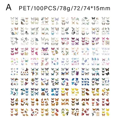 100 PCS Retro Large portion PET Stickers Box