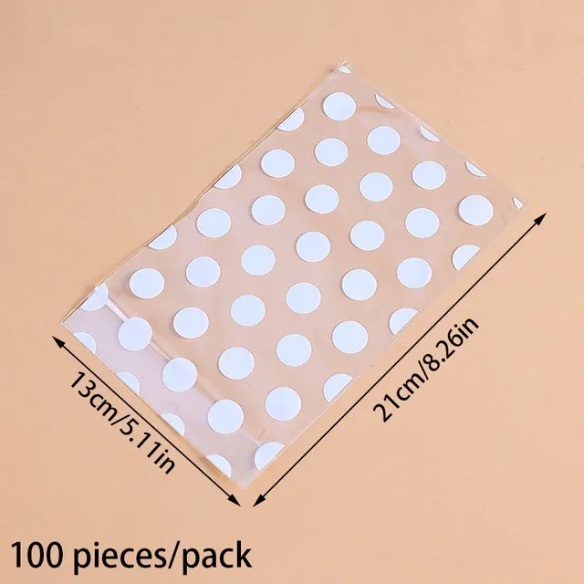 100pcs Plastic Transparent Packing Bags Star Polka Dot Candy Bags