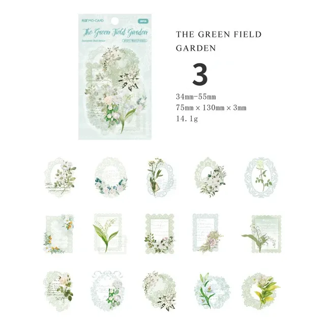30pcs/pack Vintage Lace Floral White Ink Stickers Bag