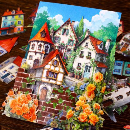 10Pcs/Pack Fairy Tale House Theme Hard Card Sticker