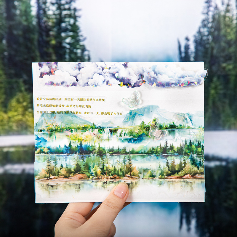 50mm*2M Water reflection Mountain scenery PET tape