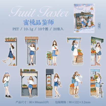 20 Pcs/Pack Fruit Girl Themed PET Stickers