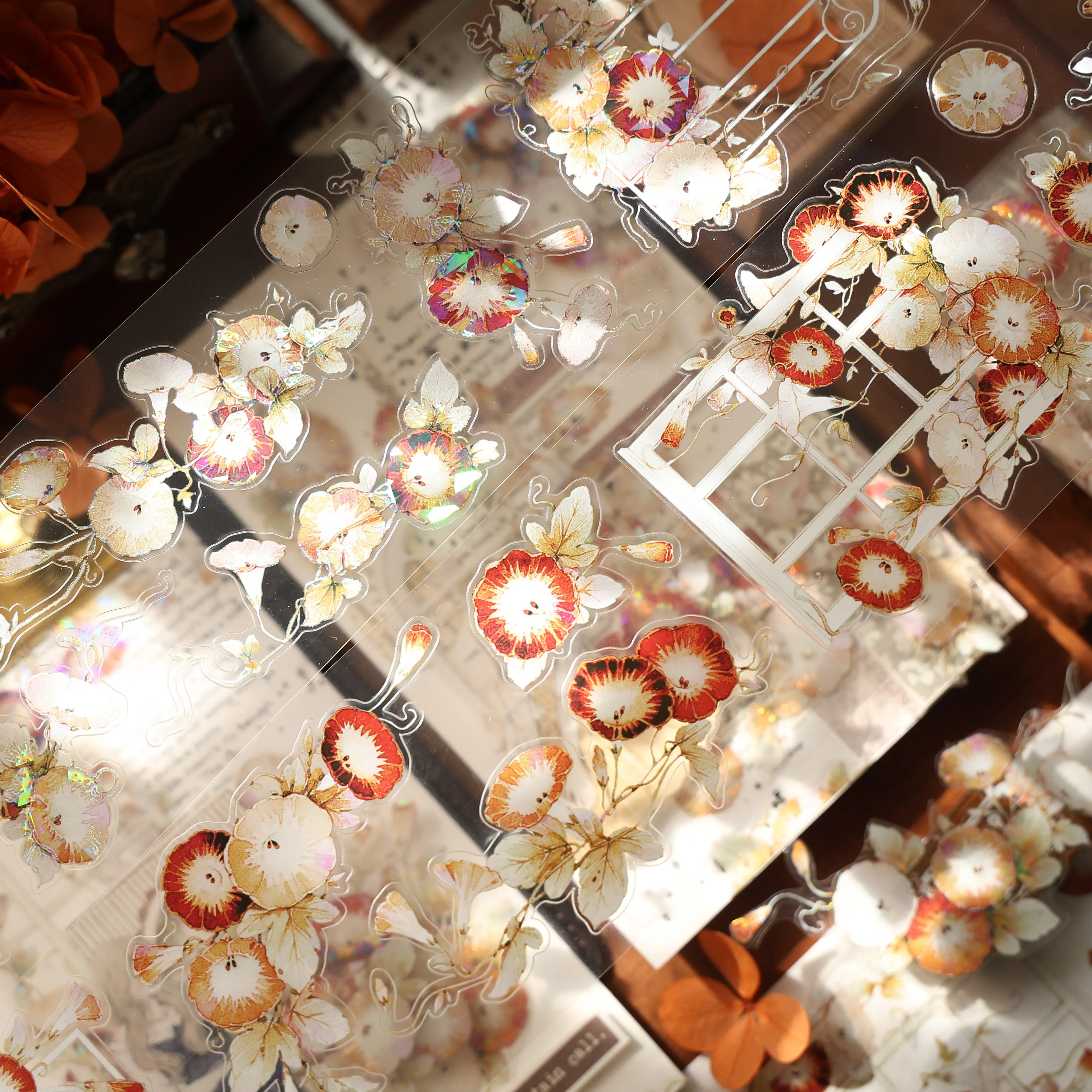 YIER Studio Morning Glory flowers PET Washi Tape 2.56*196.85 inch