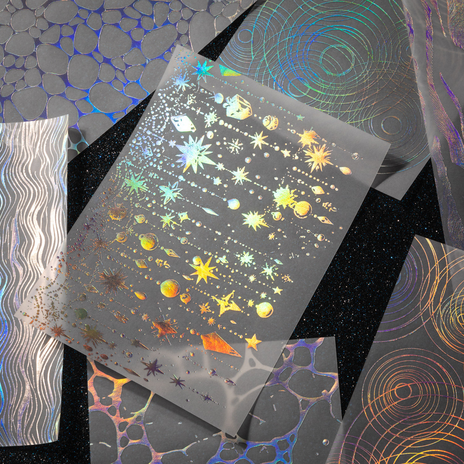 10Pcs/Pack Holographic Constellation Snowflake Theme Material Paper