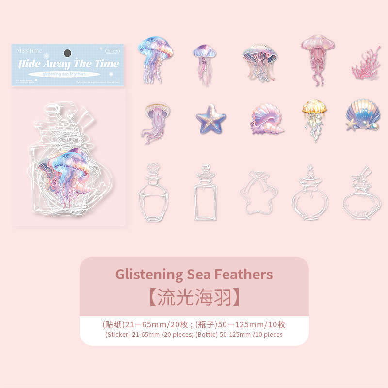 30Pcs/Pack Flower Bottle Theme PET Decorative Stickers