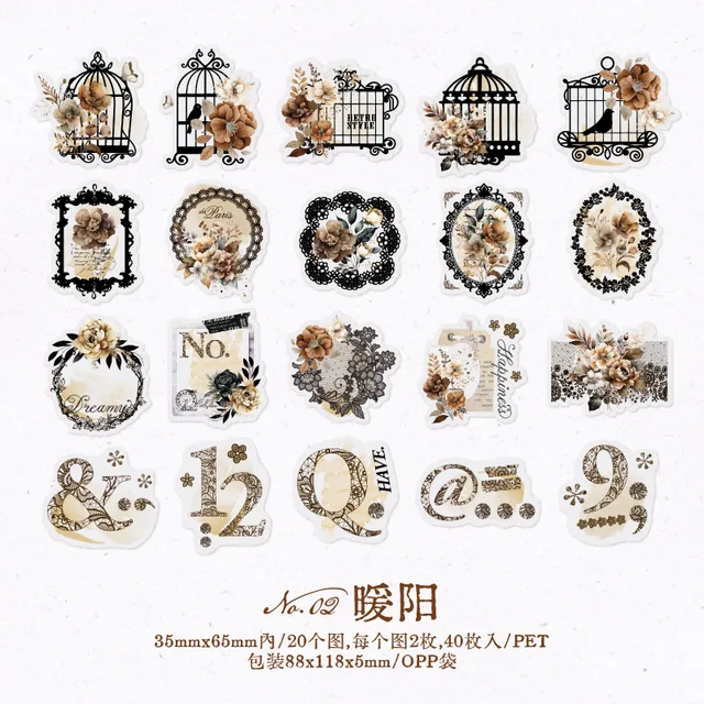 40pcs/1 lot Lace Frame Scrapbook Decorative Stickers