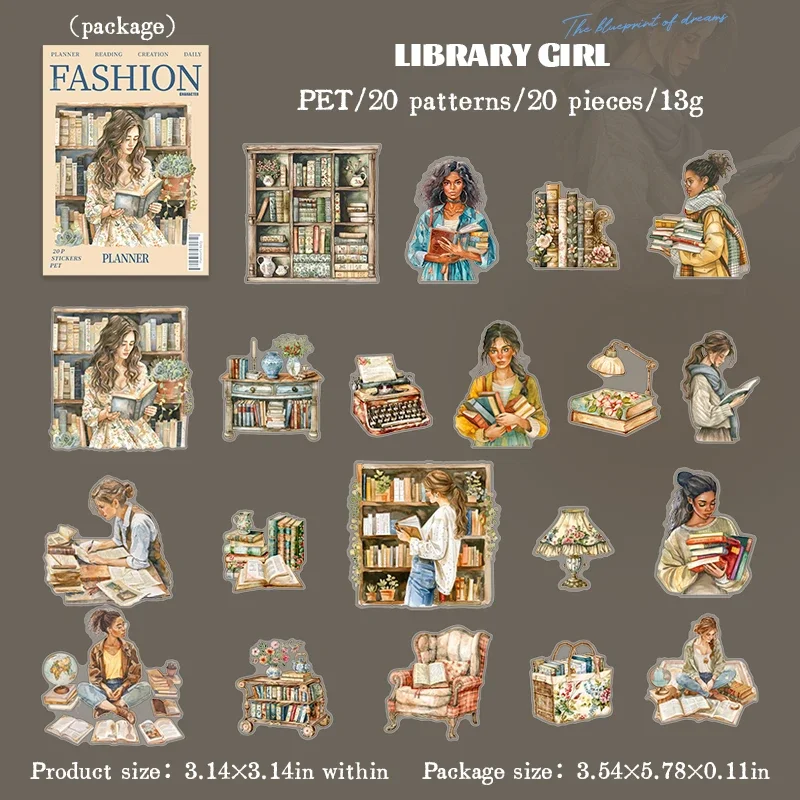 Planner's Daily Series Vintage Character Landscaping PET Sticker Creative DIY Journal Material Collage Stationery
