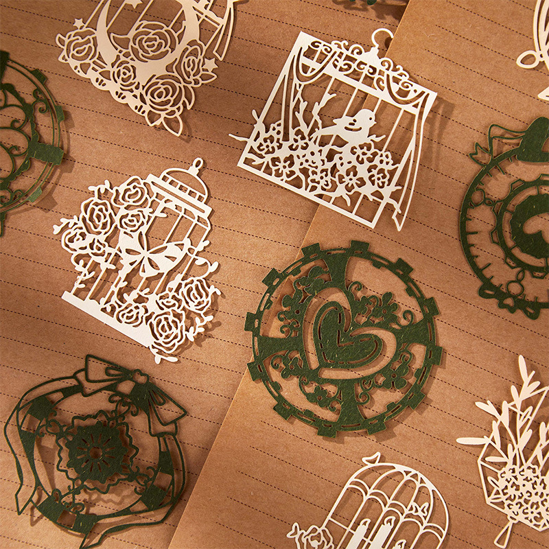 15Pcs/Pack Hollow Flowers Window Butterfly Pre-cut Material Paper