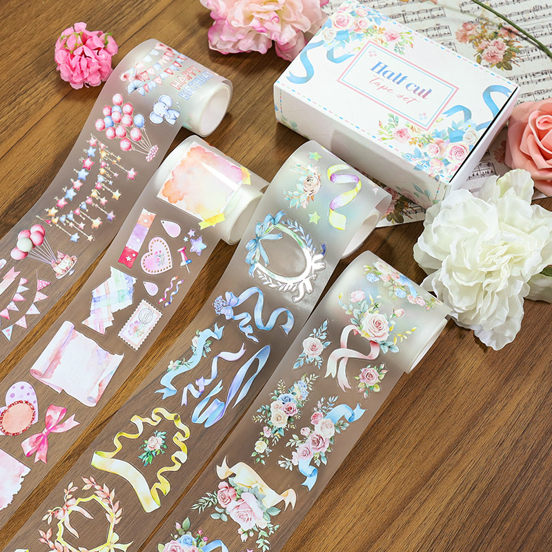 4-roll/set featuring people and plants PET tape set Multiple Designs