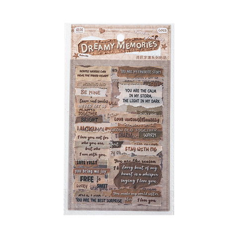6-Piece Set of English-Text PET Stickers