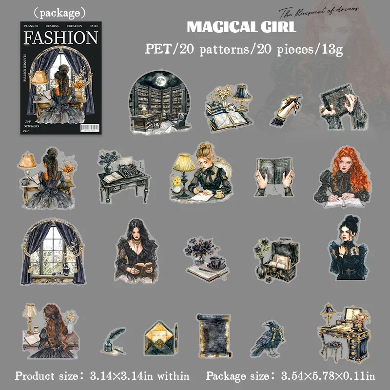 Planner's Daily Series Vintage Character Landscaping PET Sticker Creative DIY Journal Material Collage Stationery