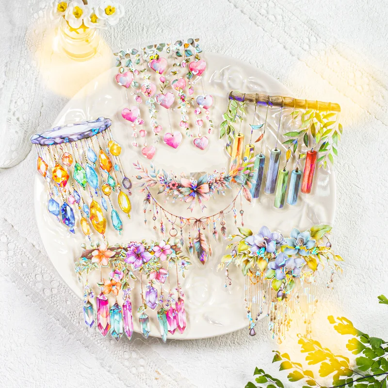 10pcs/1lot Floral crystal themed PET Stickers