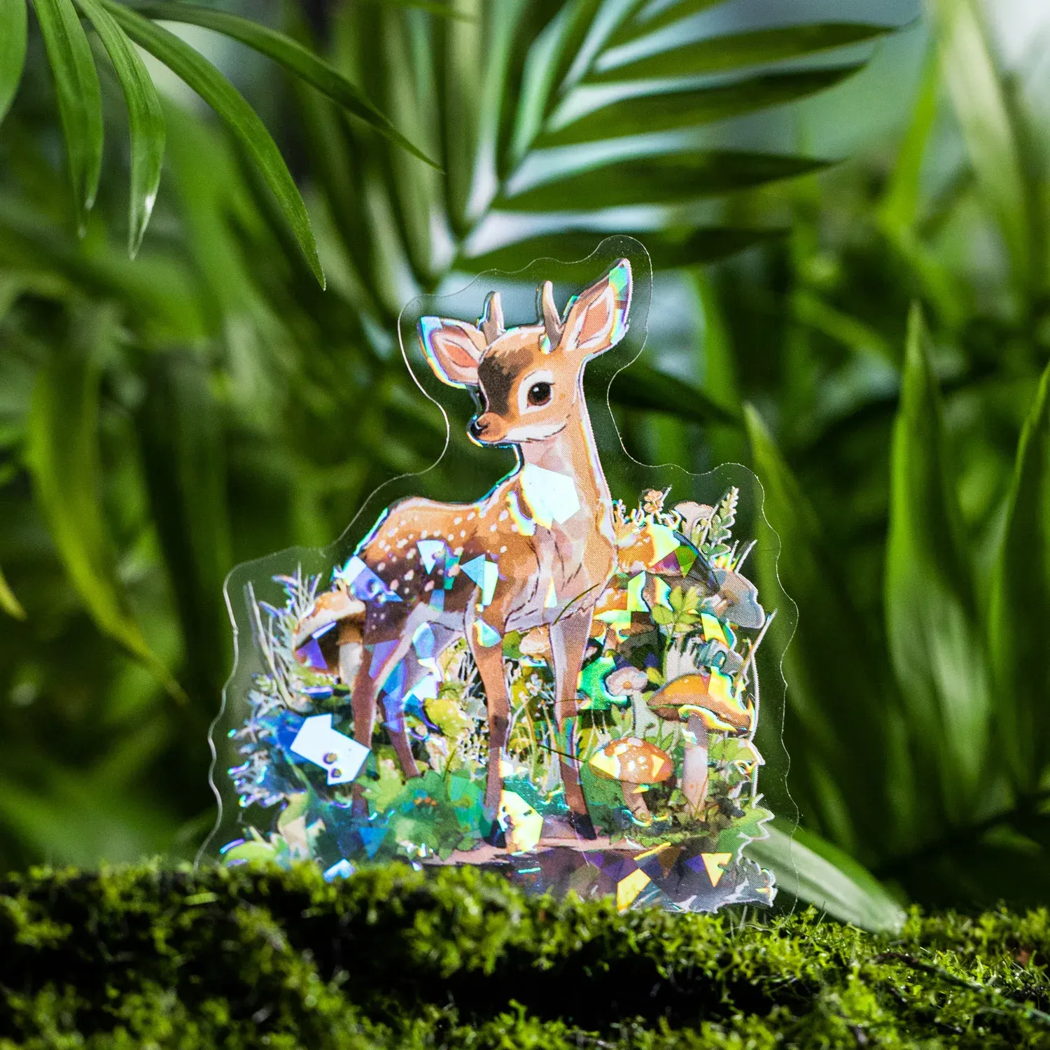 10pcs Animal Small Forest Plant Theme Shell Light PET Sticker