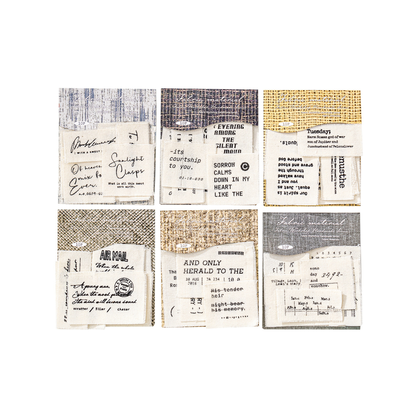 10Pcs/Pack Fabric Texture Handmade DIY Materials