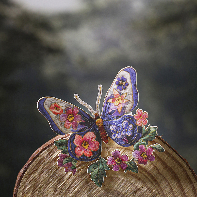 20 Pcs/Pack Embroidery Floral Theme Card Stickers